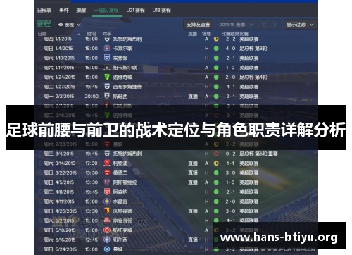足球前腰与前卫的战术定位与角色职责详解分析